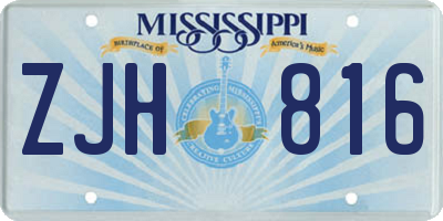 MS license plate ZJH816