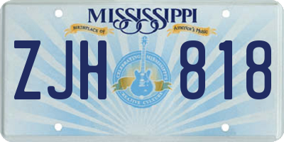 MS license plate ZJH818