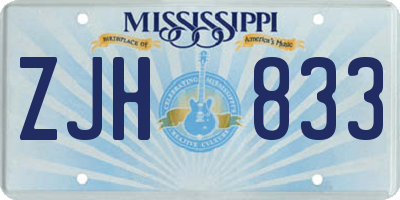 MS license plate ZJH833
