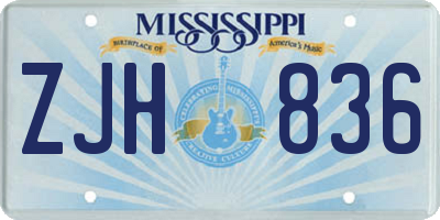 MS license plate ZJH836