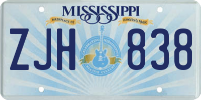 MS license plate ZJH838