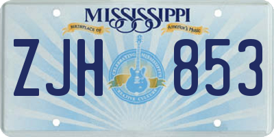 MS license plate ZJH853