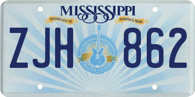 MS license plate ZJH862