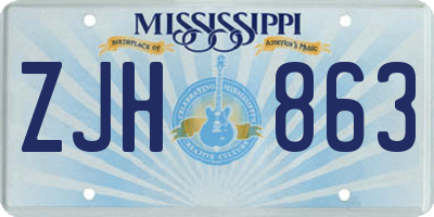 MS license plate ZJH863