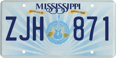 MS license plate ZJH871