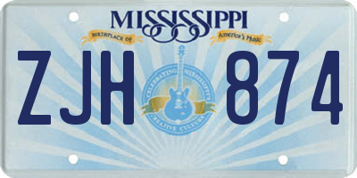 MS license plate ZJH874