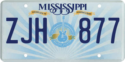 MS license plate ZJH877
