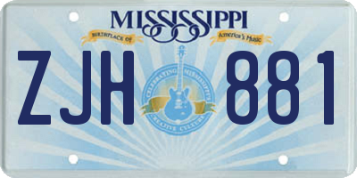 MS license plate ZJH881