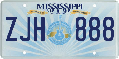 MS license plate ZJH888