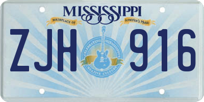 MS license plate ZJH916