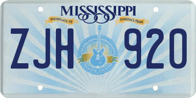 MS license plate ZJH920