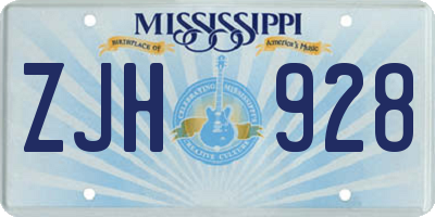MS license plate ZJH928