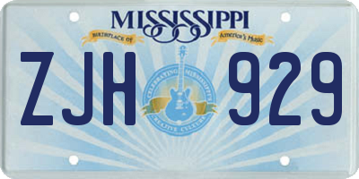 MS license plate ZJH929