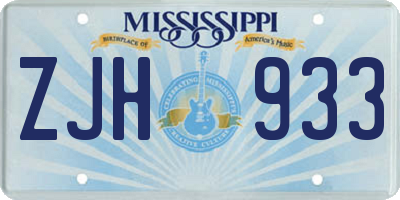MS license plate ZJH933