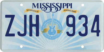 MS license plate ZJH934