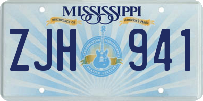 MS license plate ZJH941