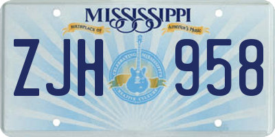 MS license plate ZJH958