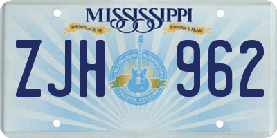 MS license plate ZJH962