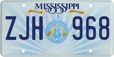 MS license plate ZJH968