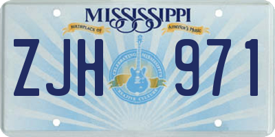 MS license plate ZJH971