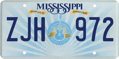 MS license plate ZJH972