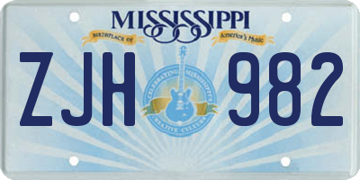 MS license plate ZJH982