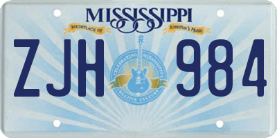 MS license plate ZJH984