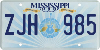 MS license plate ZJH985