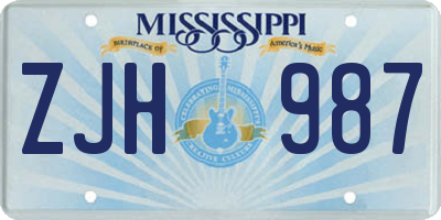 MS license plate ZJH987