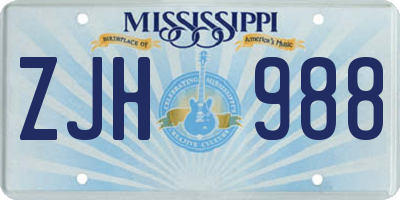 MS license plate ZJH988