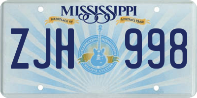 MS license plate ZJH998
