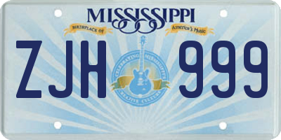 MS license plate ZJH999