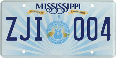 MS license plate ZJI004