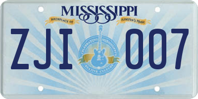 MS license plate ZJI007