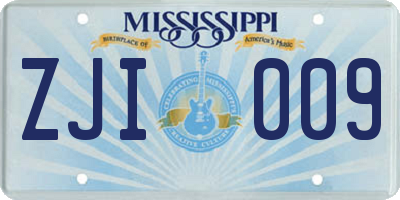 MS license plate ZJI009