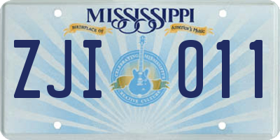 MS license plate ZJI011