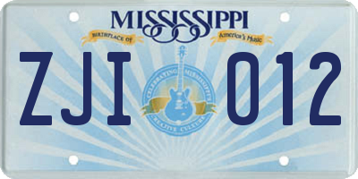 MS license plate ZJI012