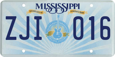 MS license plate ZJI016