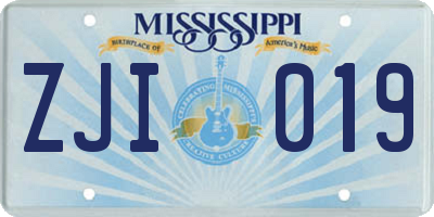 MS license plate ZJI019