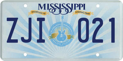 MS license plate ZJI021