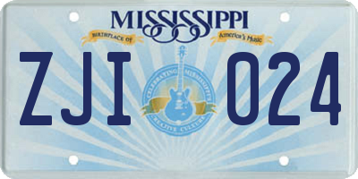 MS license plate ZJI024