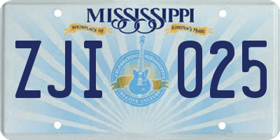 MS license plate ZJI025