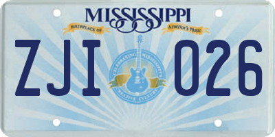 MS license plate ZJI026