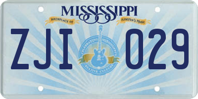MS license plate ZJI029
