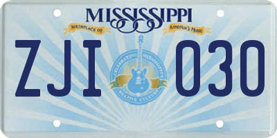 MS license plate ZJI030