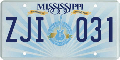 MS license plate ZJI031