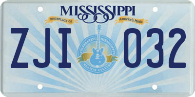 MS license plate ZJI032