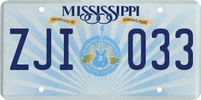 MS license plate ZJI033