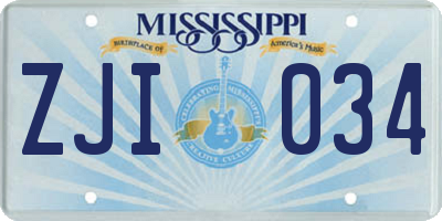 MS license plate ZJI034
