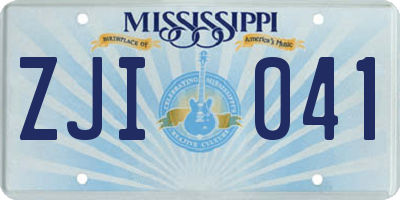 MS license plate ZJI041